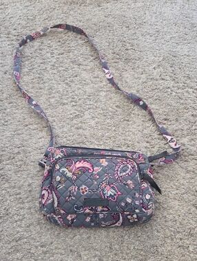 Vera Bradley Quilted Paisley Crossbody in Gray and Pink